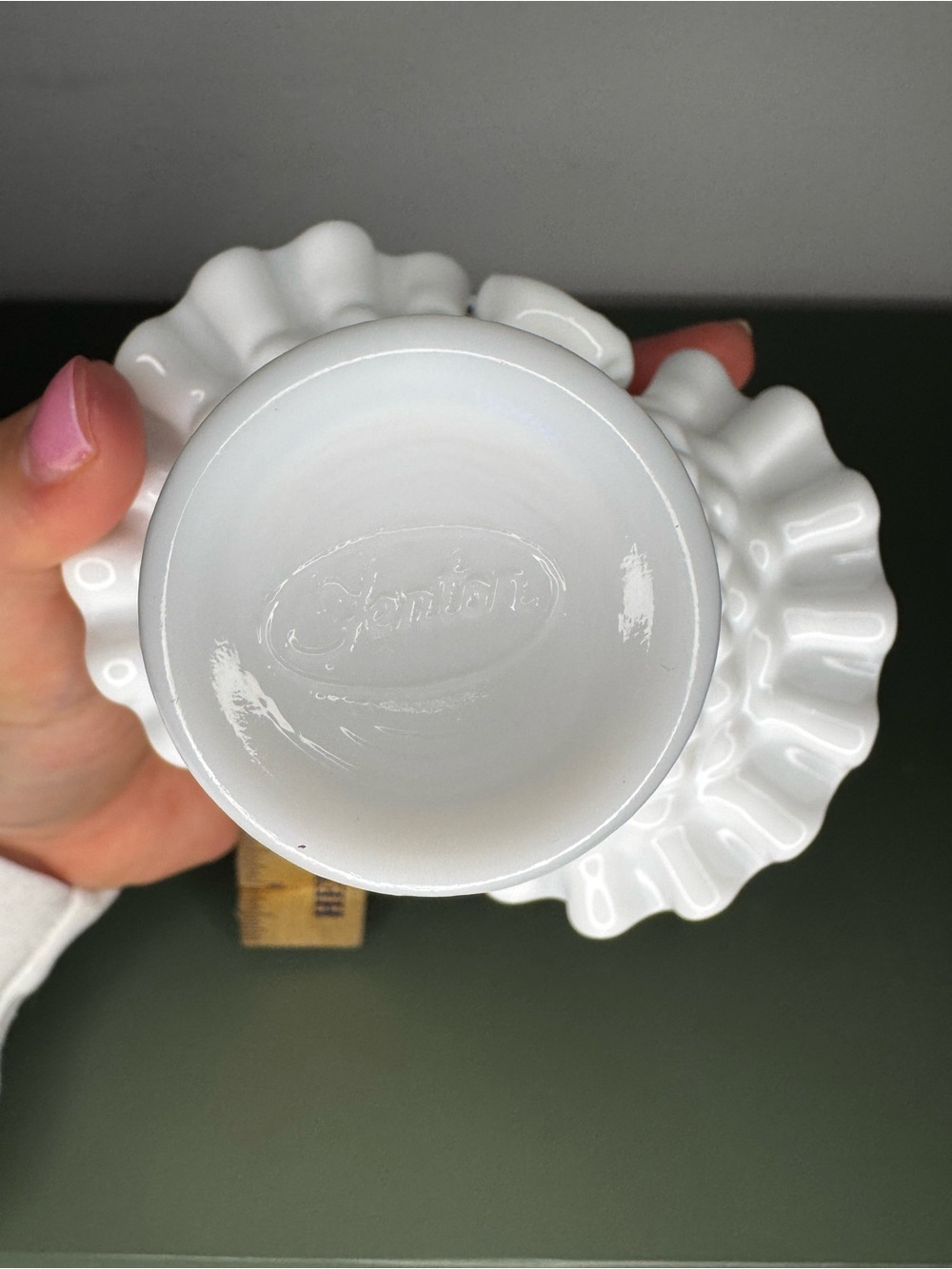 Fenton White Ruffled Milk Glass Bud Vase